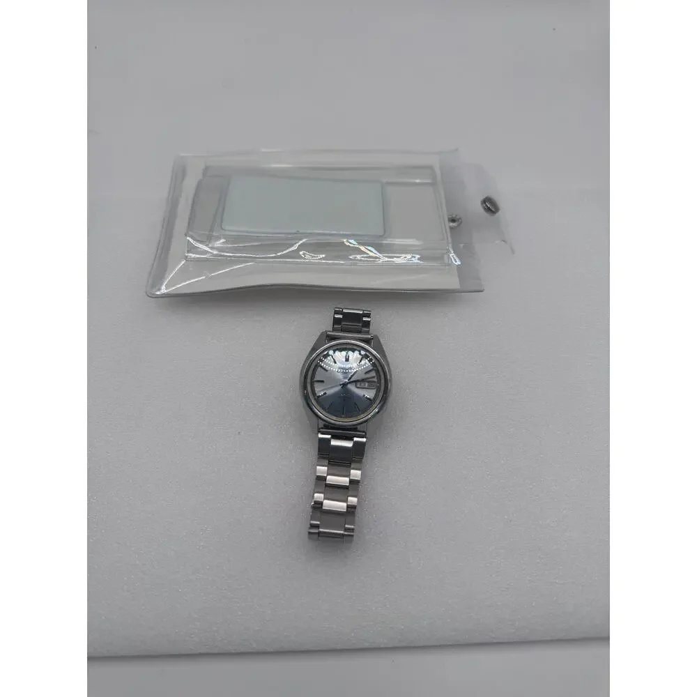 Vintage SEIKO 5 ACTUS SS 6106-7510 Ice Blue 25J Automatic Day-Date
